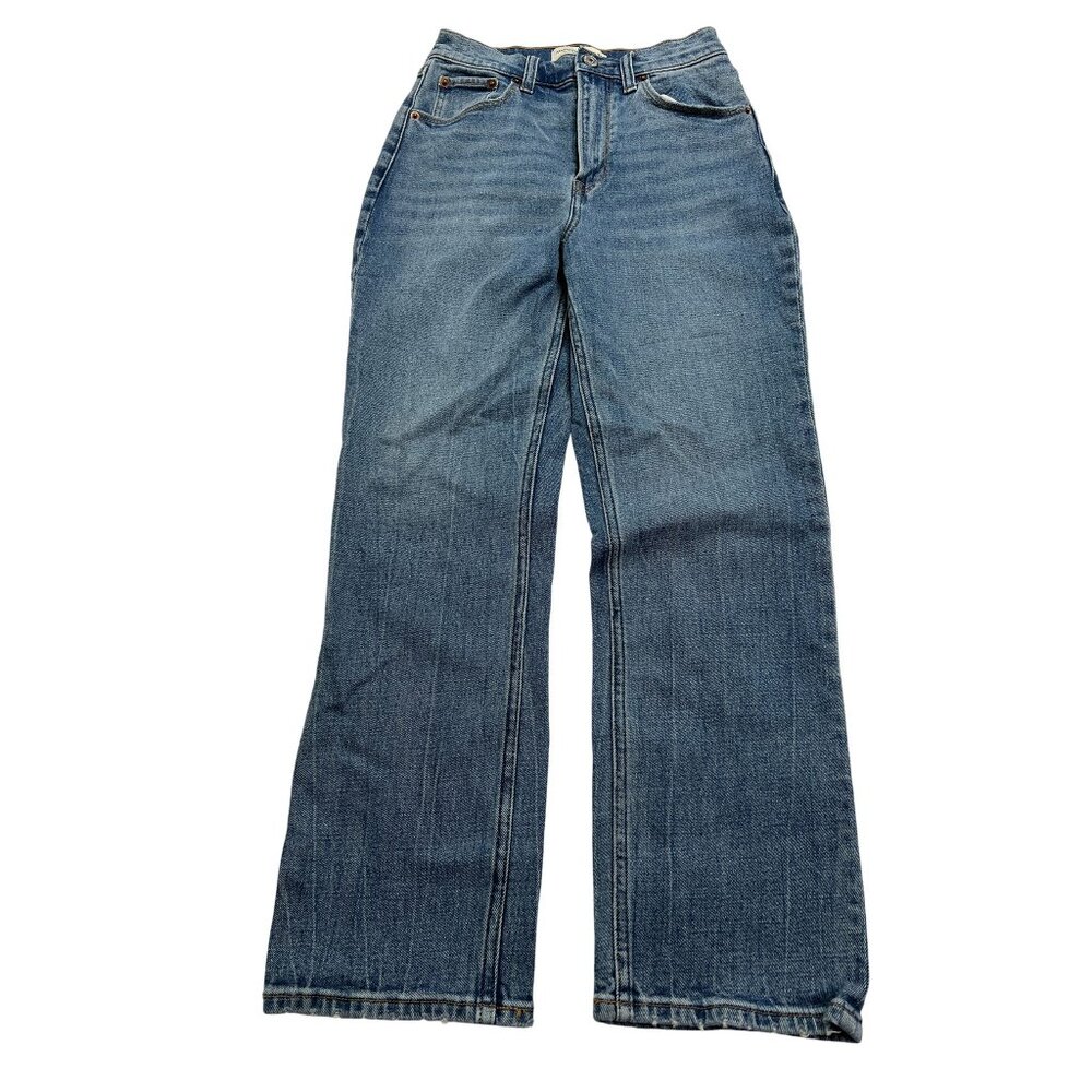 Abercrombie & Fitch Curve Love The Ankle Straight Ultra High Rise Jeans in Blue